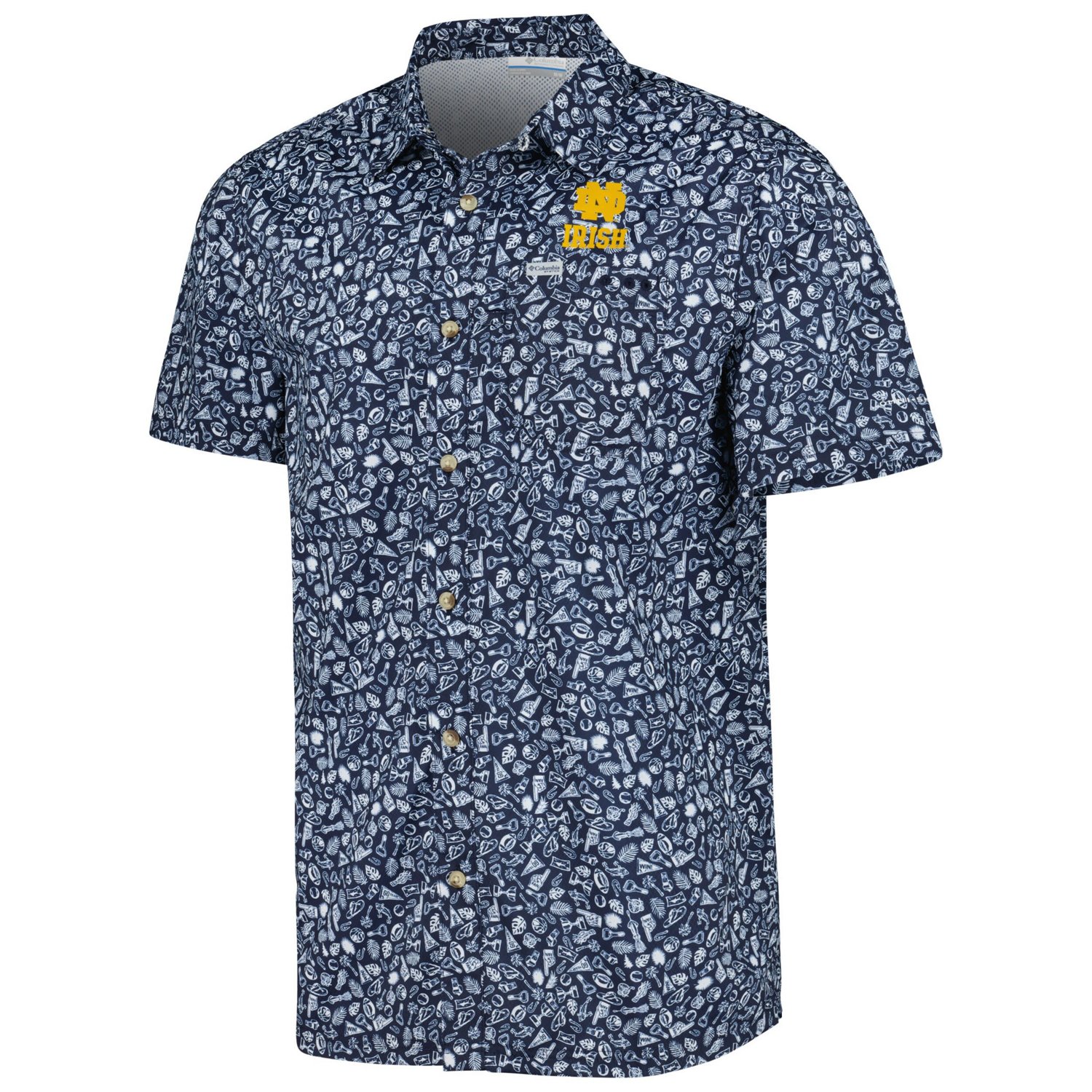 Columbia Notre Dame Fighting Irish Super Slack Tide Omni-Shade Team Button-Up Shirt