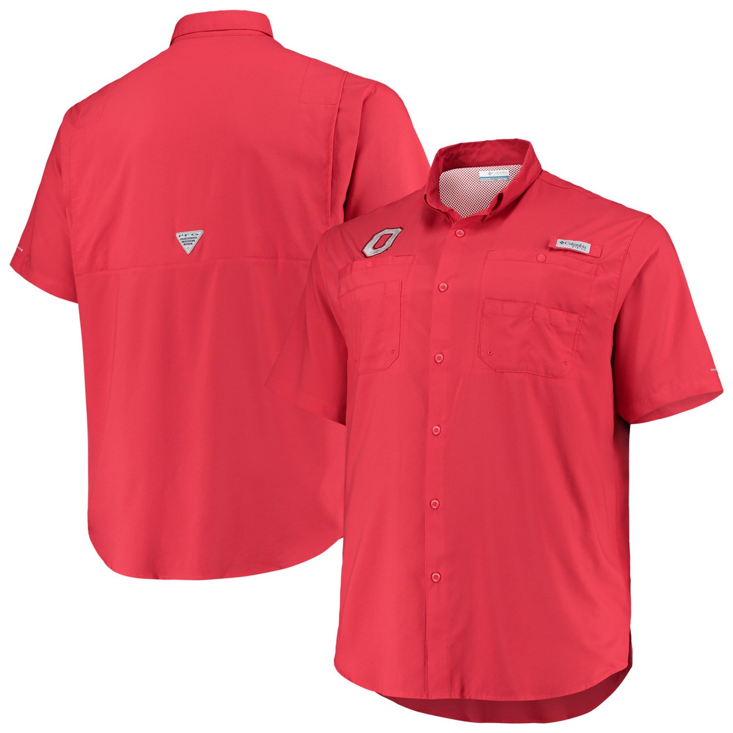 Columbia Ohio State Buckeyes Big  Tall Tamiami Omni-Shade Button-Down Shirt