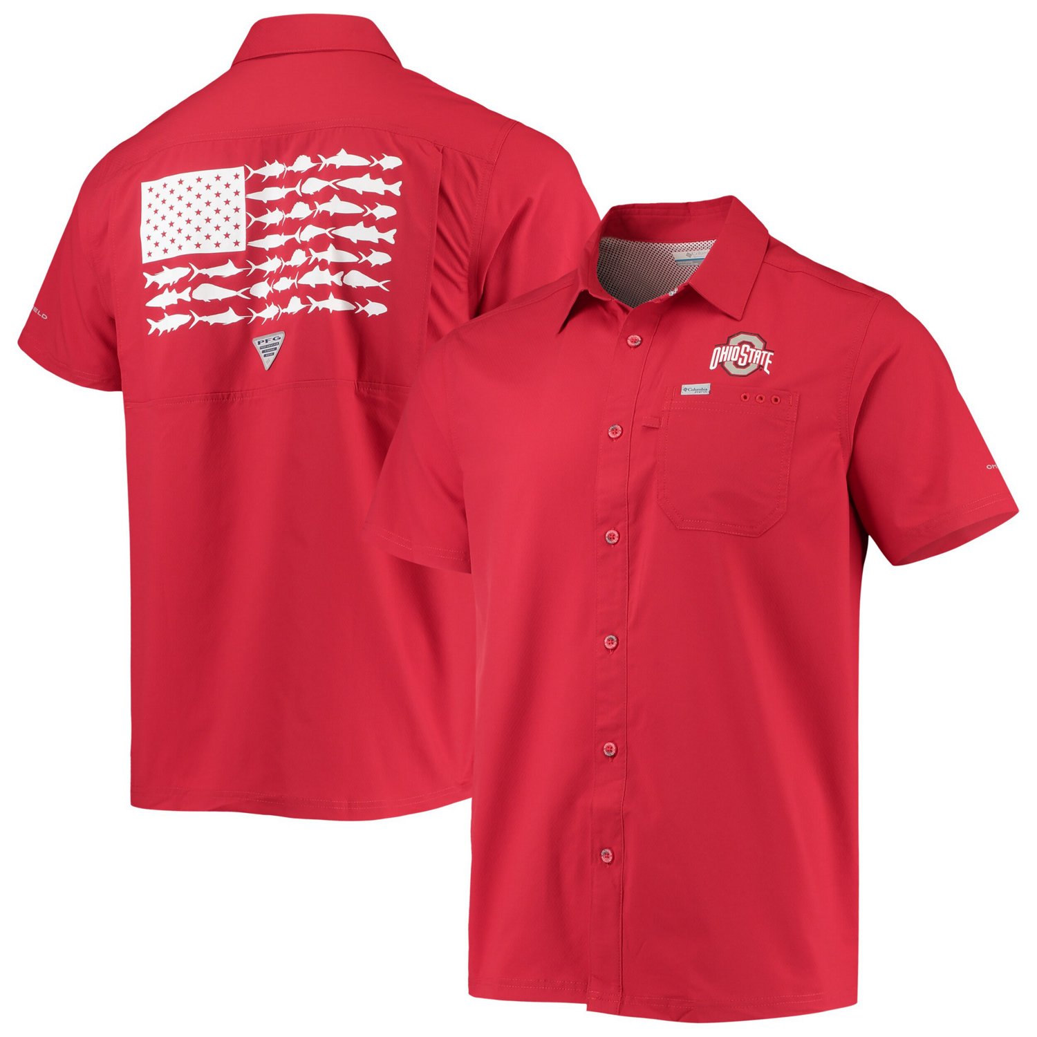 Columbia PFG Ohio State Buckeyes Slack Tide Camp Button-Up Shirt                                                                 - view number 1