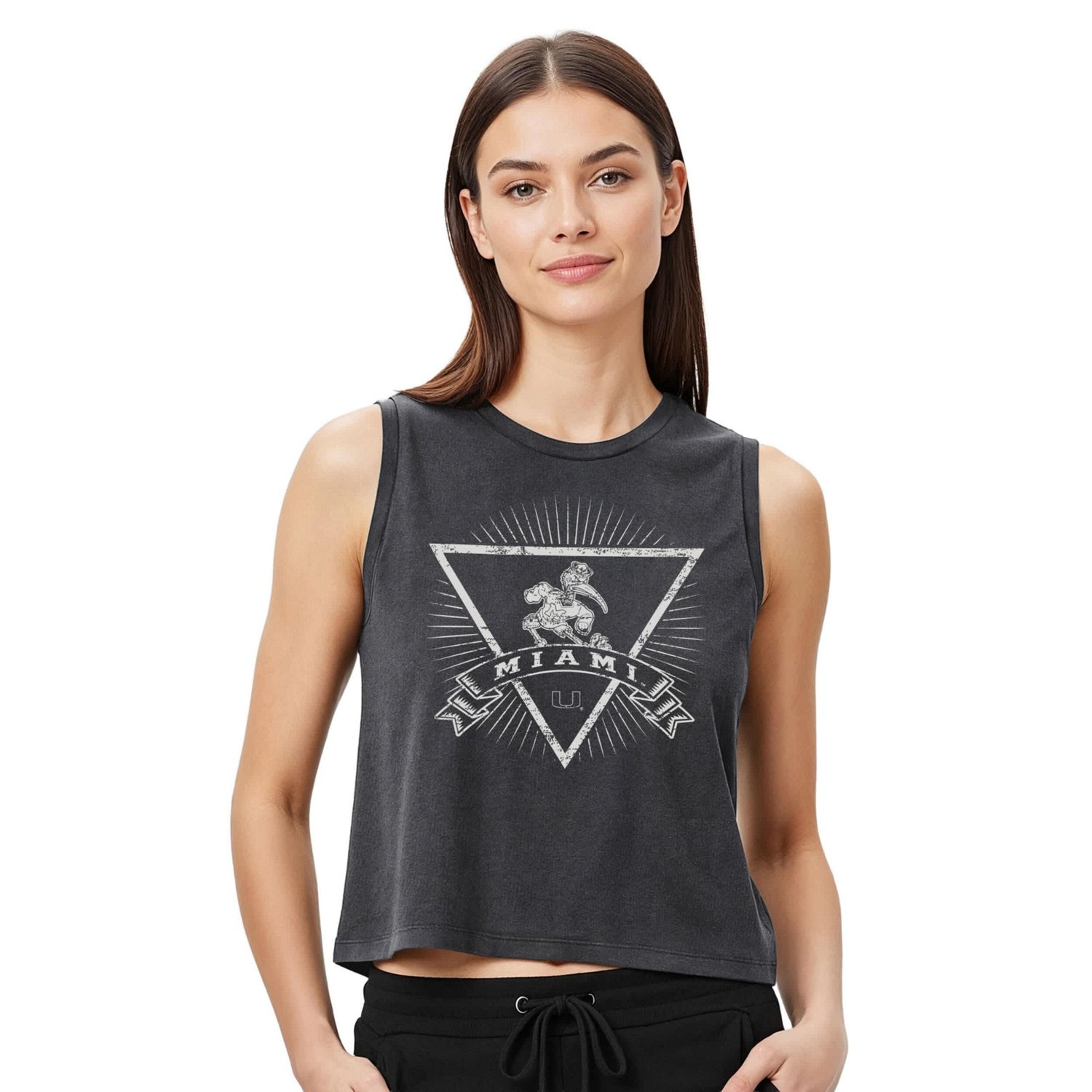 Concepts Sport Miami Hurricanes Distressed Market French Terry Tank Top