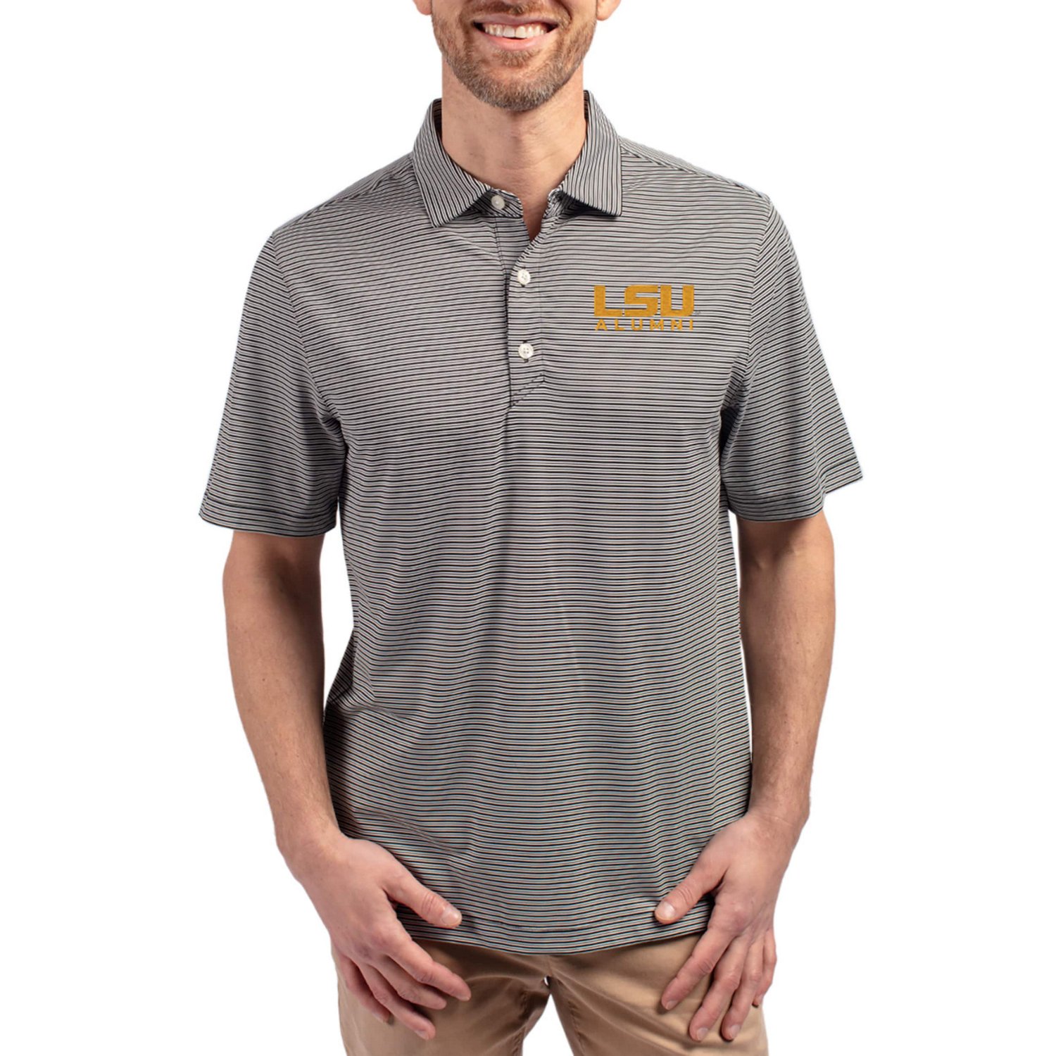 Cutter  Buck LSU Tigers Forge Eco Double Stripe Stretch Recycled Polo