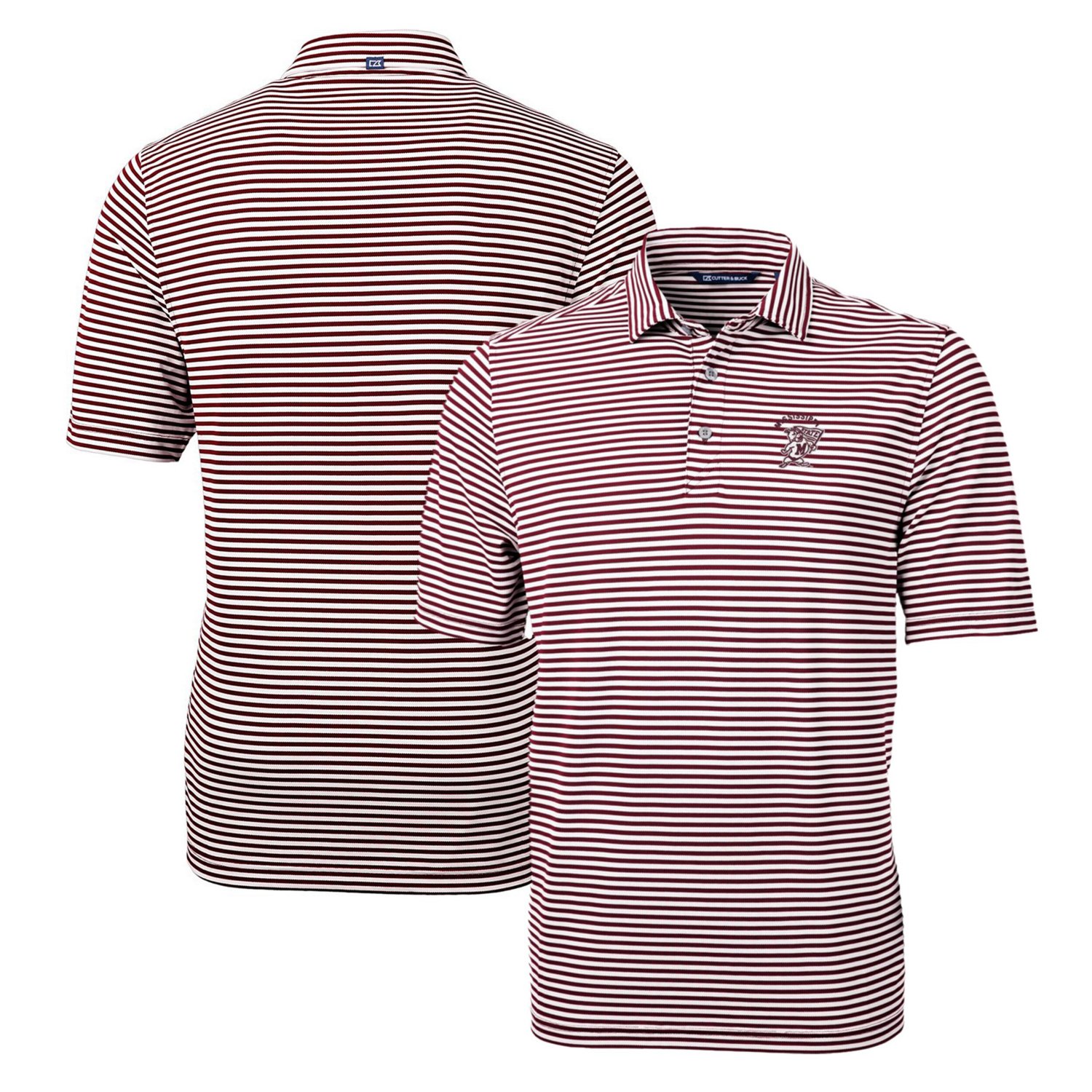 Cutter  Buck Maroon Mississippi State Bulldogs Throwback Logo Virtue Eco Pique Stripe Recycled Polo - view number 1