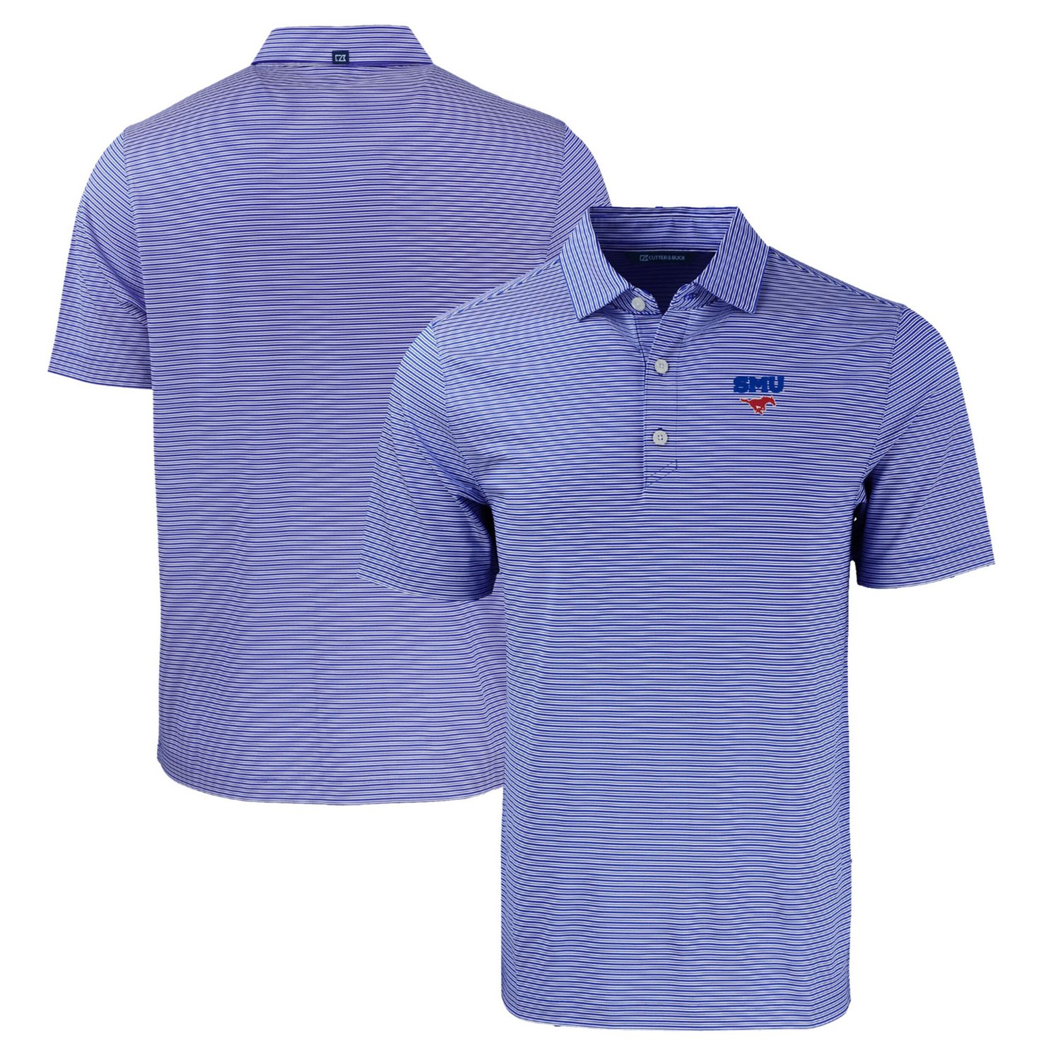 Cutter  Buck SMU Mustangs Forge Eco Double Stripe Stretch Recycled Polo
