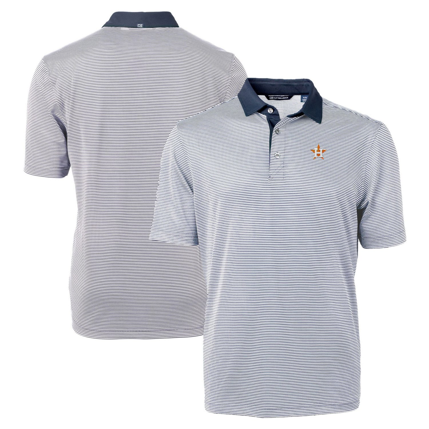 Cutter  Buck White Houston Astros Virtue Eco Pique Micro Stripe Recycled Polo