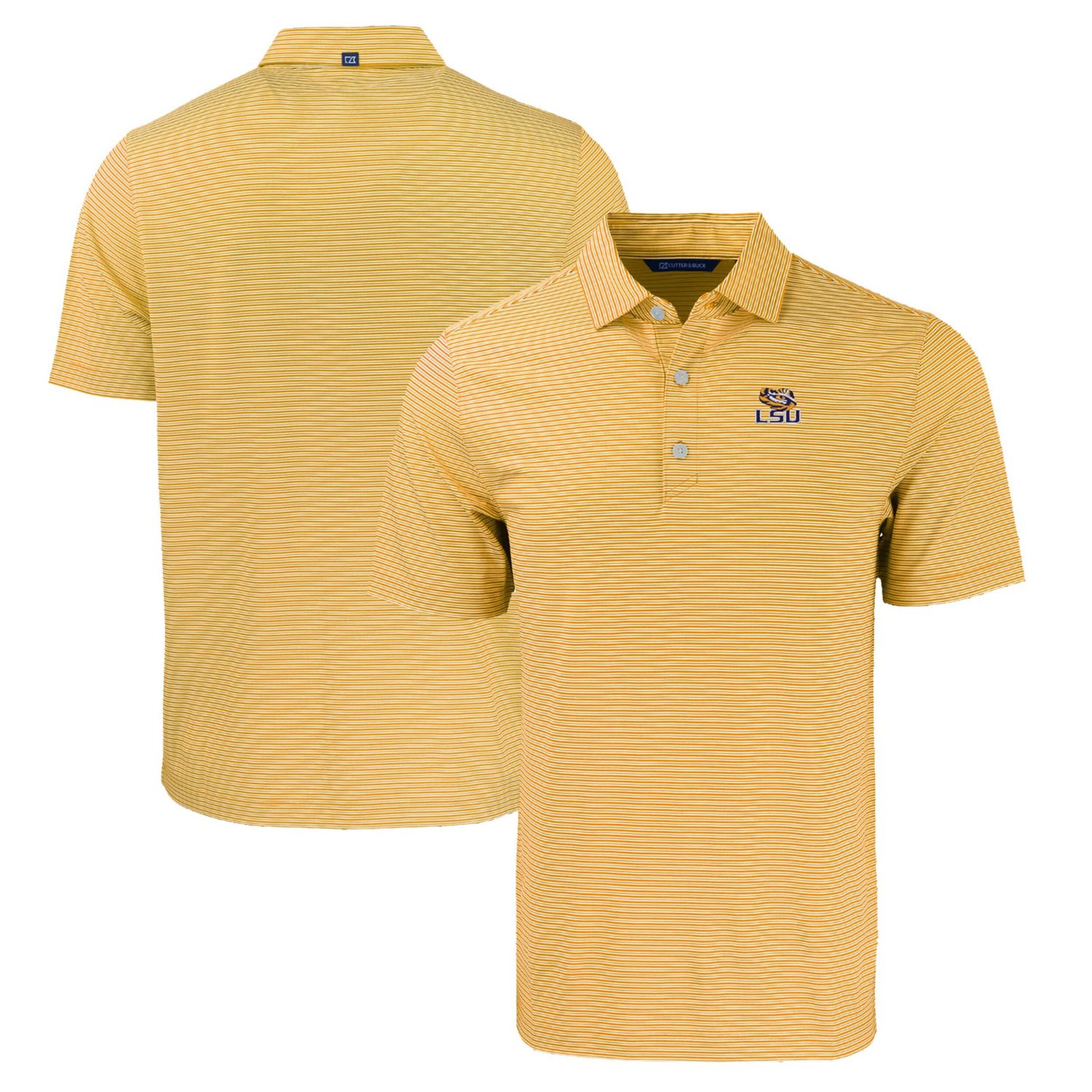 Cutter  Buck White LSU Tigers Forge Eco Double Stripe Stretch Recycled Polo