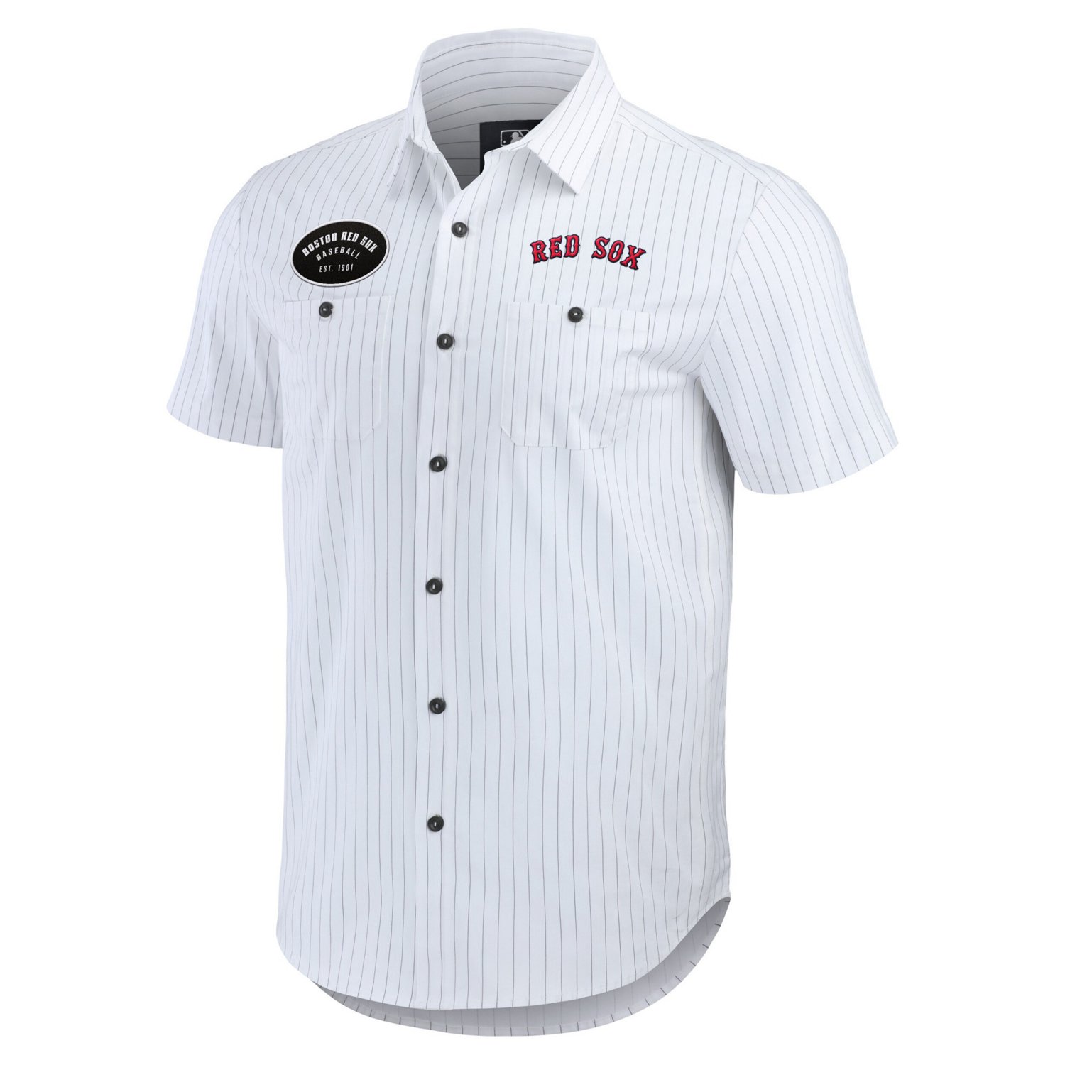 Darius Rucker Collection by Fanatics Boston Red Sox Pin Stripe Short Sleeve Button-Up Shirt