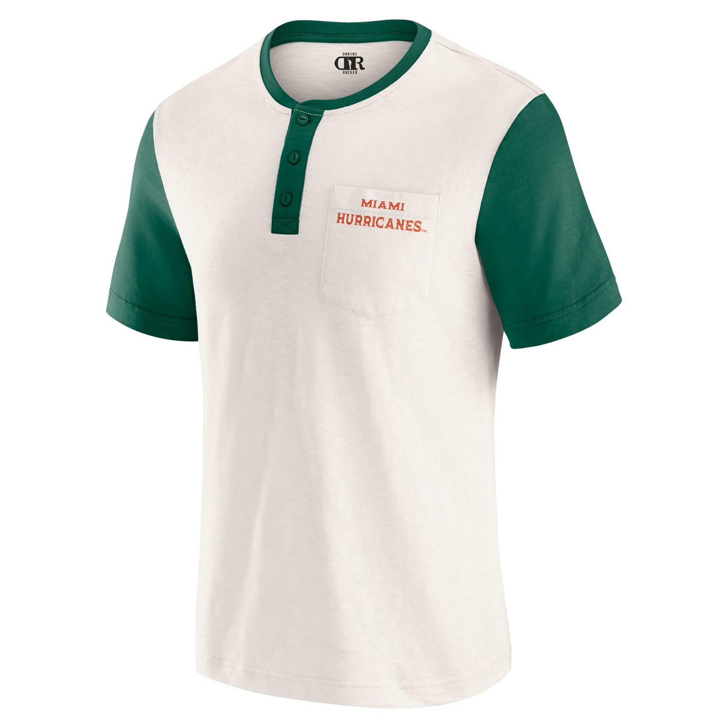 Darius Rucker Collection by Fanatics Green Miami Hurricanes Henley Color Block Slub T-Shirt - view number 2