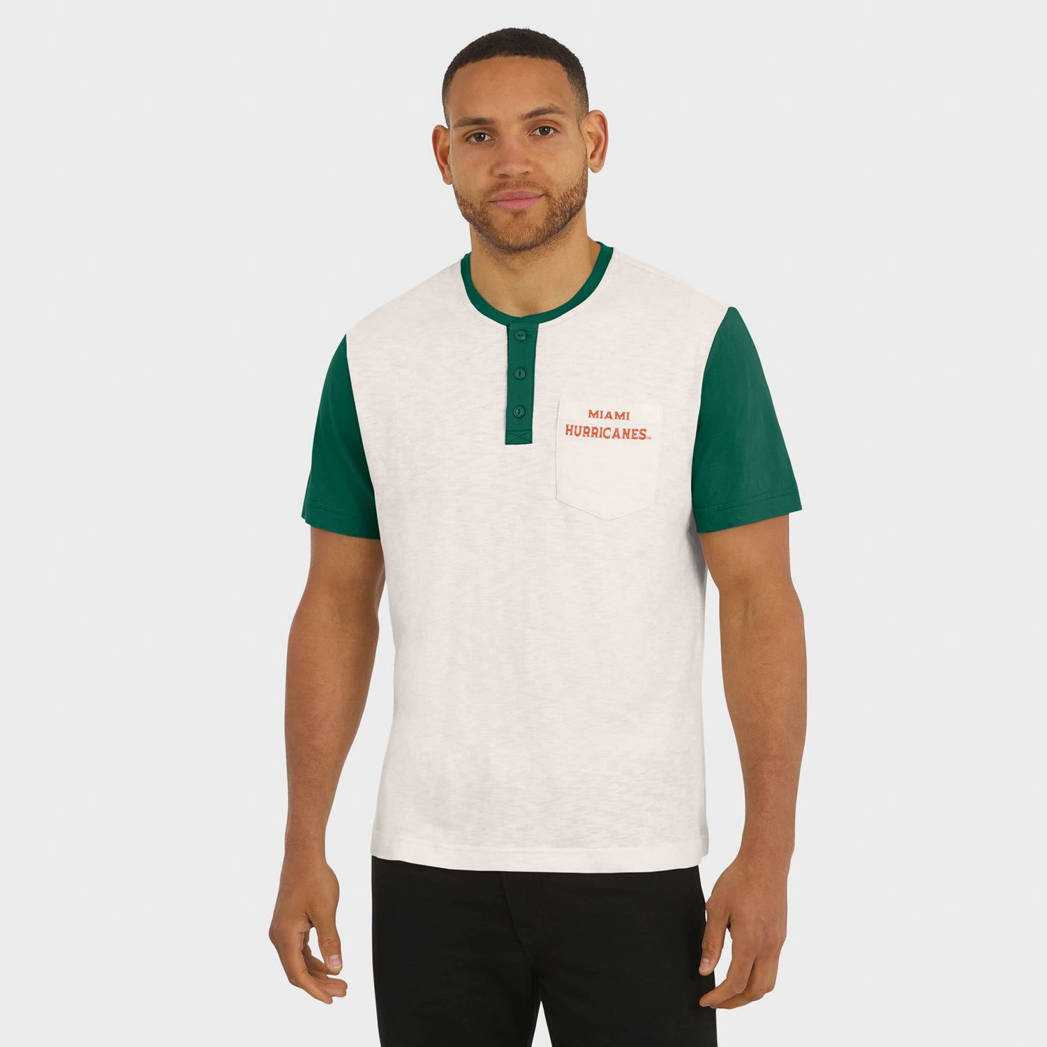 Darius Rucker Collection by Fanatics Green Miami Hurricanes Henley Color Block Slub T-Shirt - view number 4