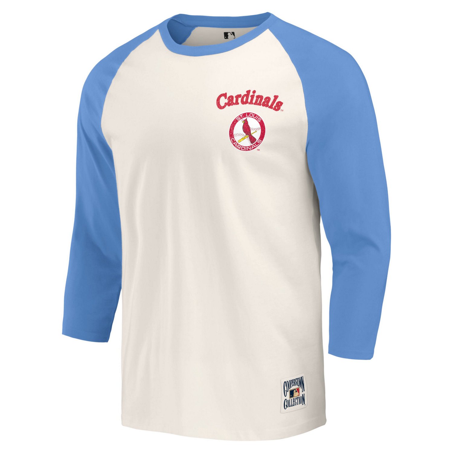 Darius Rucker Collection by Fanatics Light /White St Louis Cardinals Cooperstown Collection Raglan 3/4-Sleeve T-Shirt - view number 2