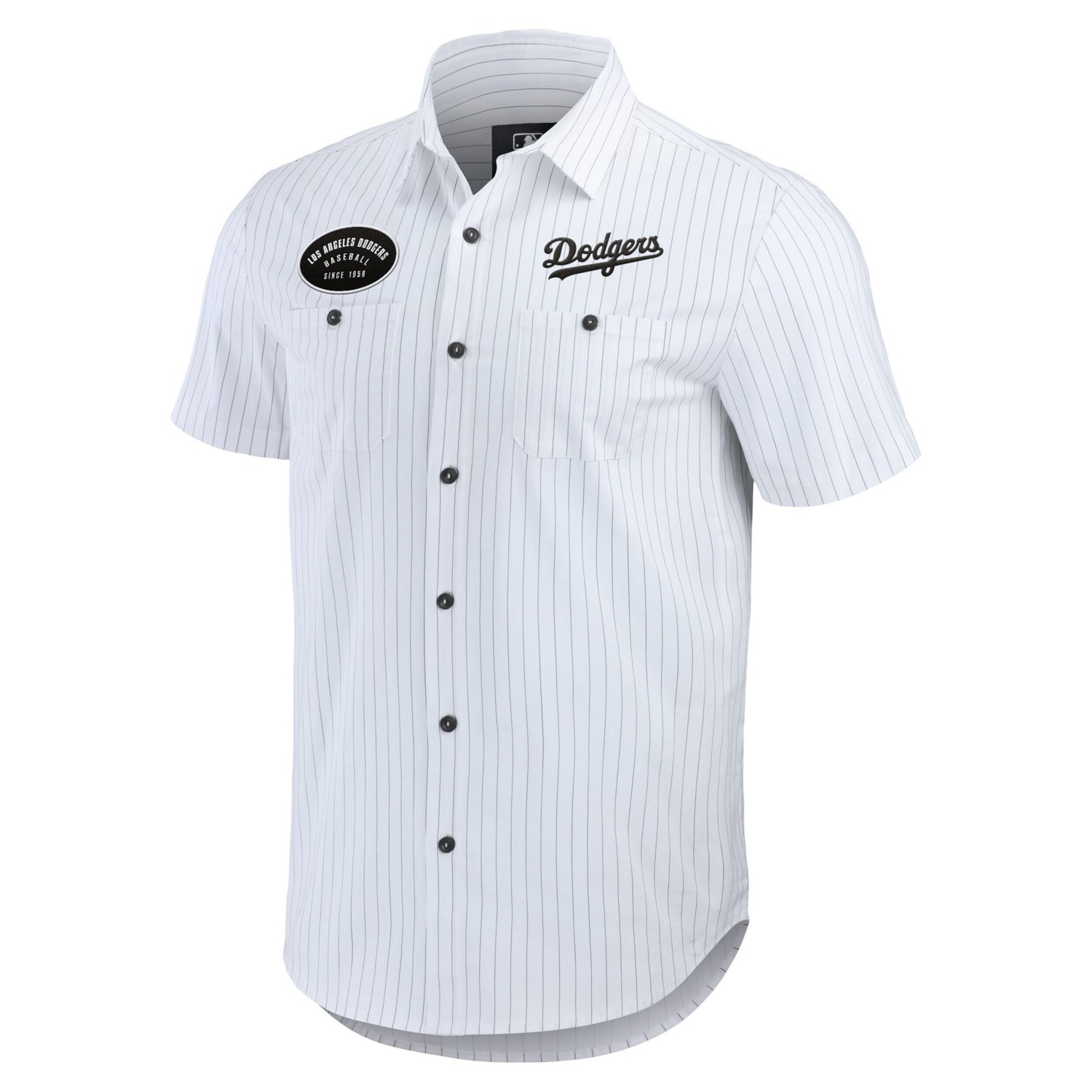 Darius Rucker Collection by Fanatics Los Angeles Dodgers Pin Stripe Short Sleeve Button-Up Shirt - view number 2