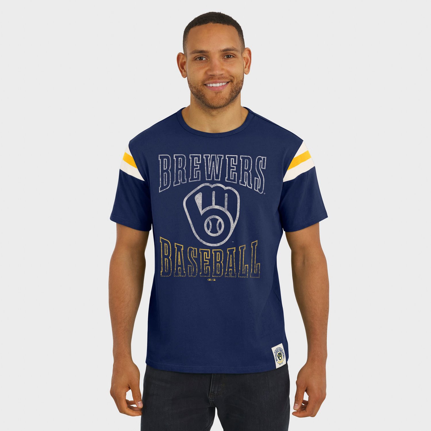 Darius Rucker Collection by Fanatics Milwaukee Brewers Distressed Sleeve Stripe T-Shirt - view number 4