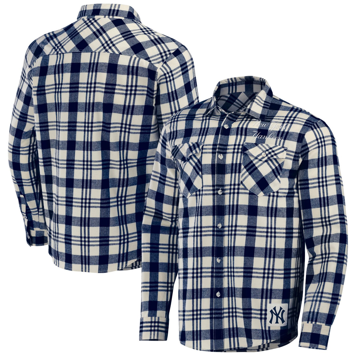 Darius Rucker Collection by Fanatics New York Yankees Plaid Flannel Button-Up Shirt