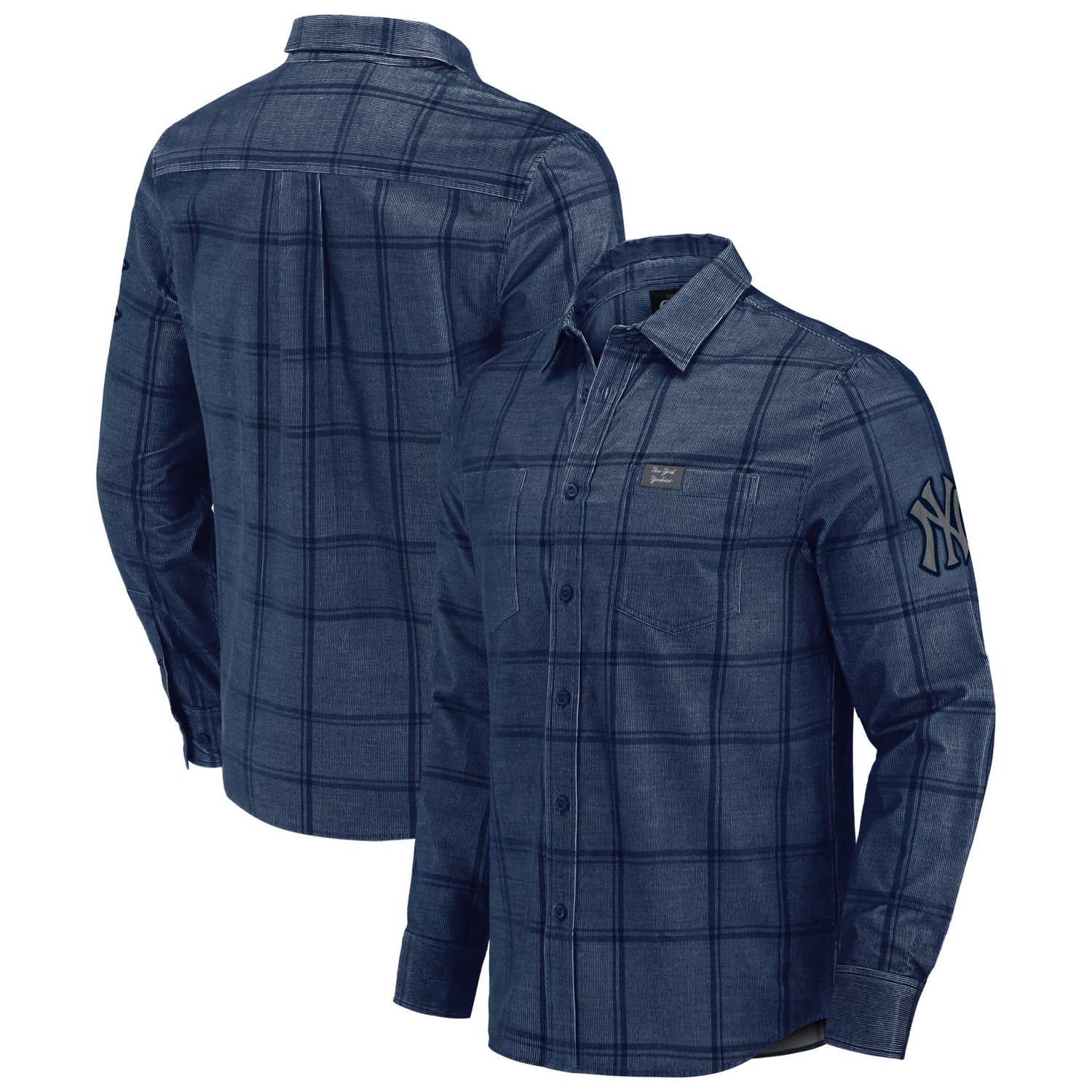 Darius Rucker Collection by Fanatics New York Yankees Thin Wale Corduroy Plaid Button Up Shirt