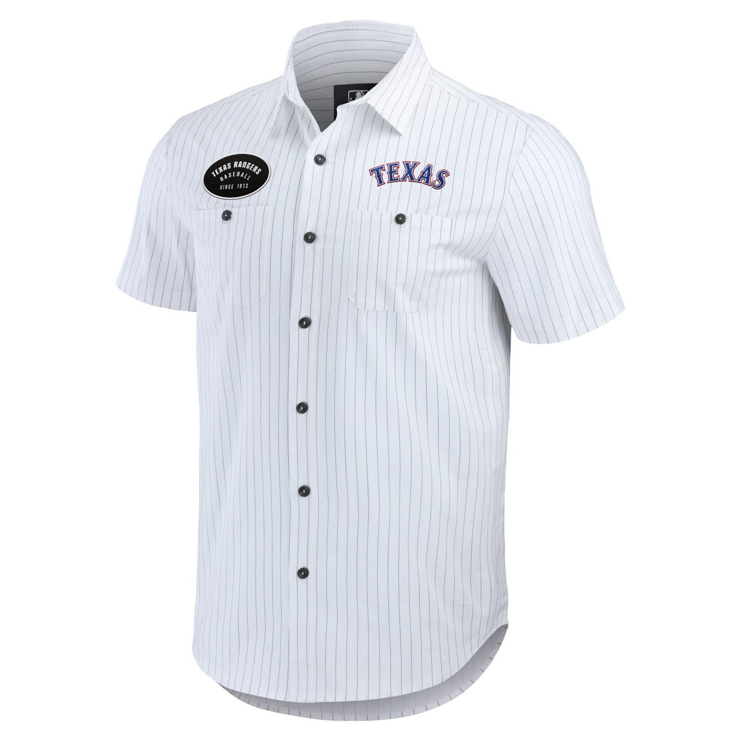 Darius Rucker Collection by Fanatics Texas Rangers Pin Stripe Short Sleeve Button-Up Shirt