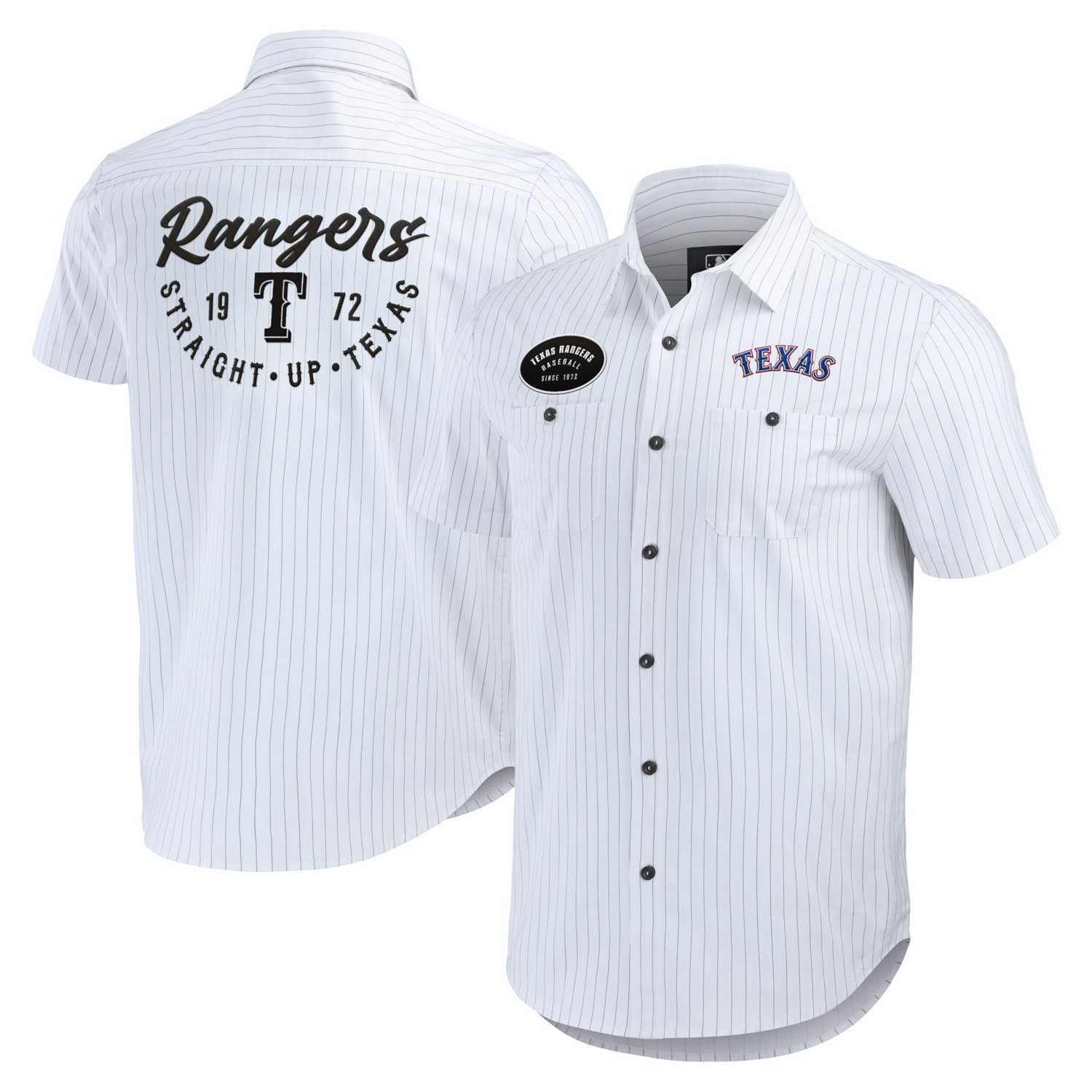 Darius Rucker Collection by Fanatics Texas Rangers Pin Stripe Short Sleeve Button-Up Shirt