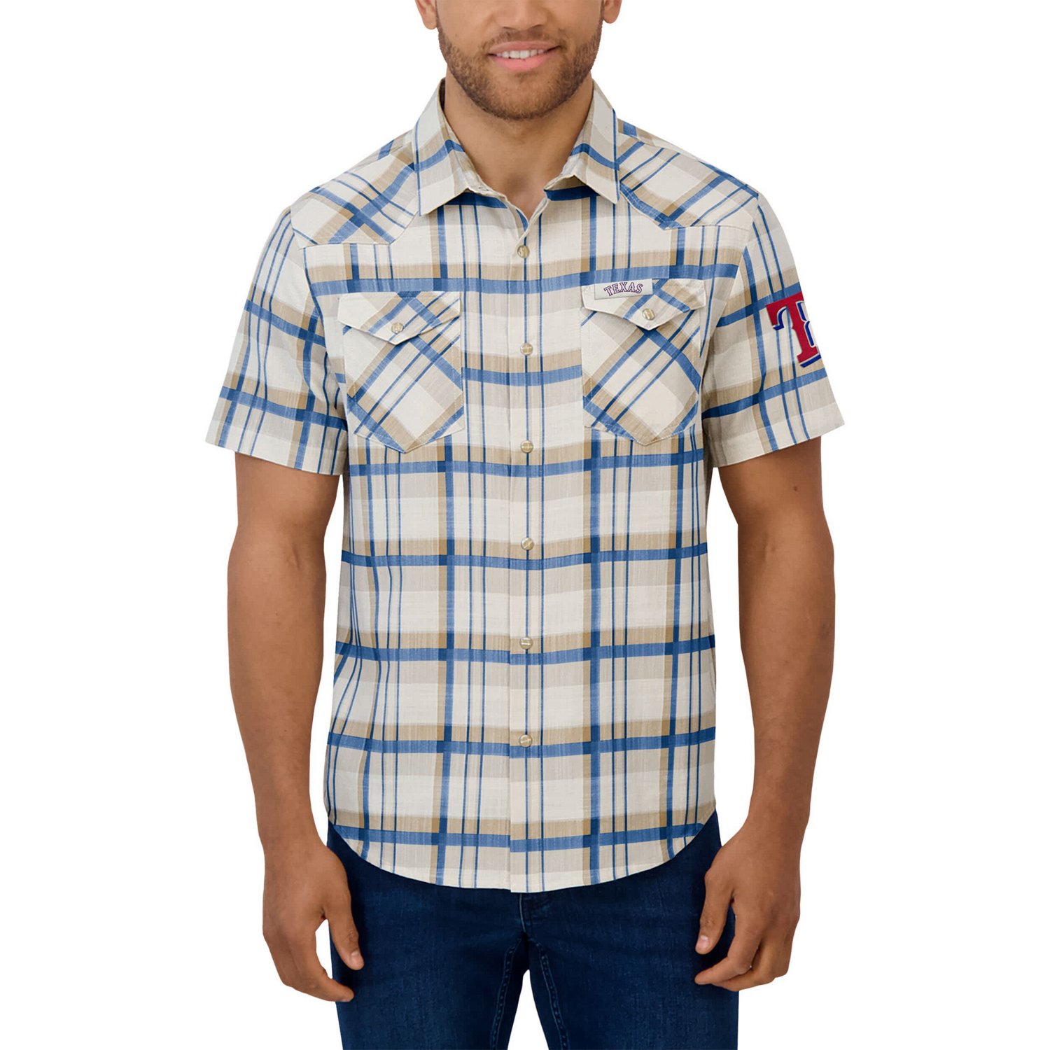 Darius Rucker Collection by Fanatics Texas Rangers Plaid Full-Snap Shirt