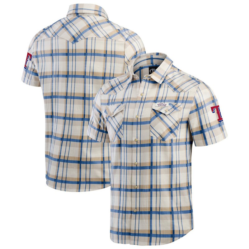 Darius Rucker Collection By Fanatics Texas Rangers Plaid Full-Snap Shirt-image