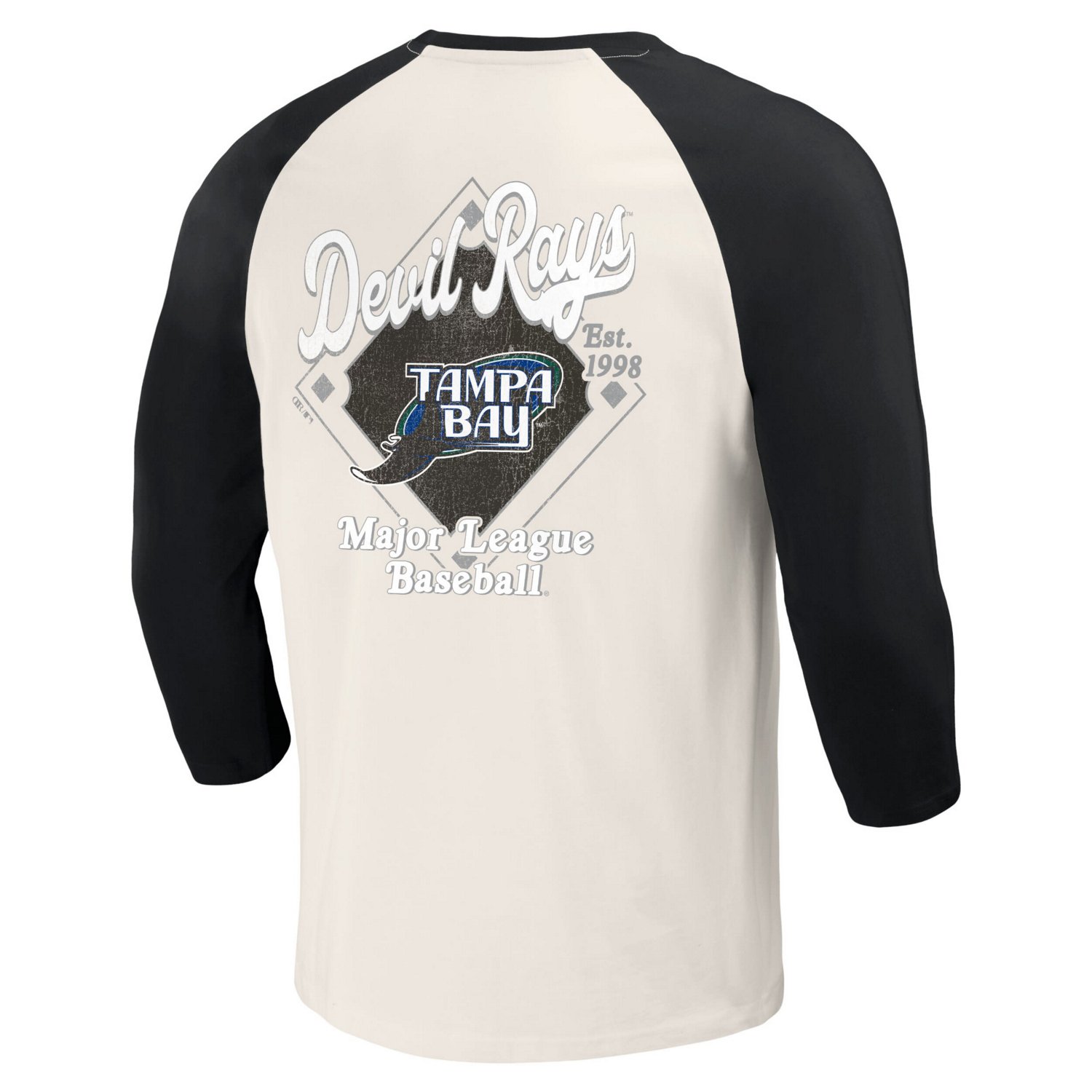 Darius Rucker Collection by Fanatics White Tampa Bay Rays Cooperstown Collection Raglan 3 4-Sleeve T-Shirt - view number 3