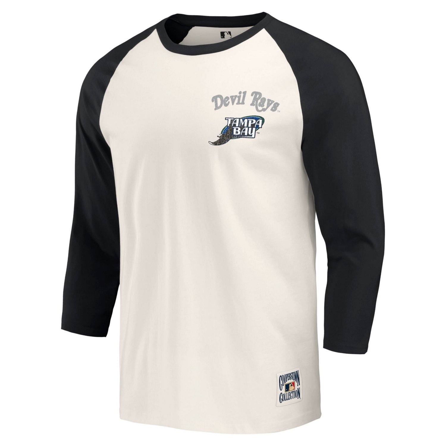 Darius Rucker Collection by Fanatics White Tampa Bay Rays Cooperstown Collection Raglan 3 4-Sleeve T-Shirt - view number 2