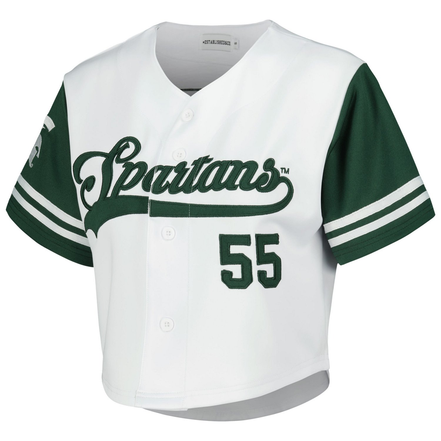 Established  Co Michigan State Spartans Baseball Jersey Cropped T-Shirt - view number 2