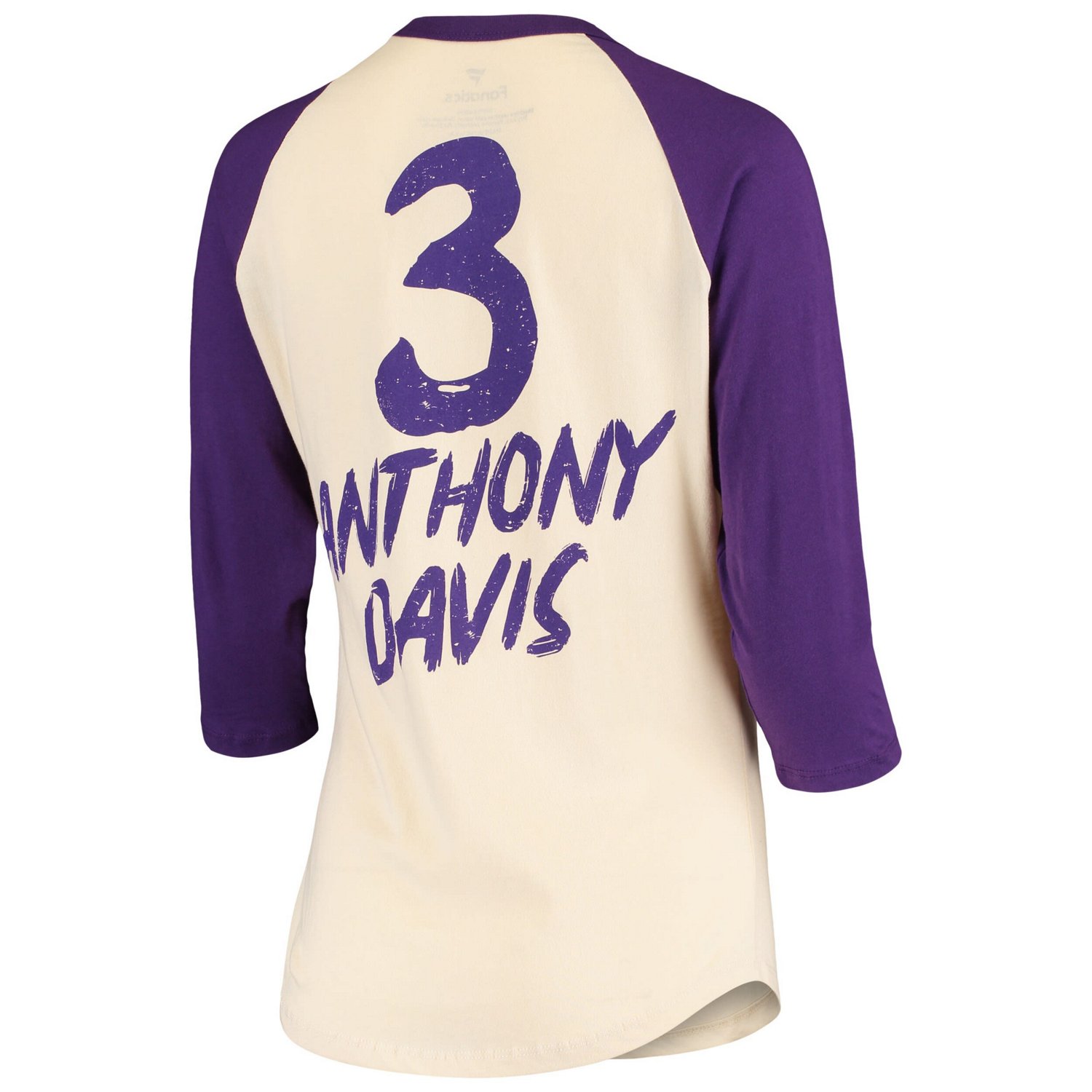 Fanatics Anthony Davis Los Angeles Lakers Raglan 3/4-Sleeve T-Shirt                                                              - view number 3
