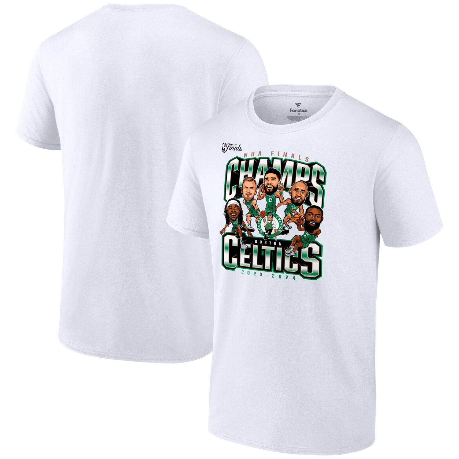 Fanatics Boston Celtics 2024 NBA Finals Champions Pull Up Jumper Caricature T-Shirt