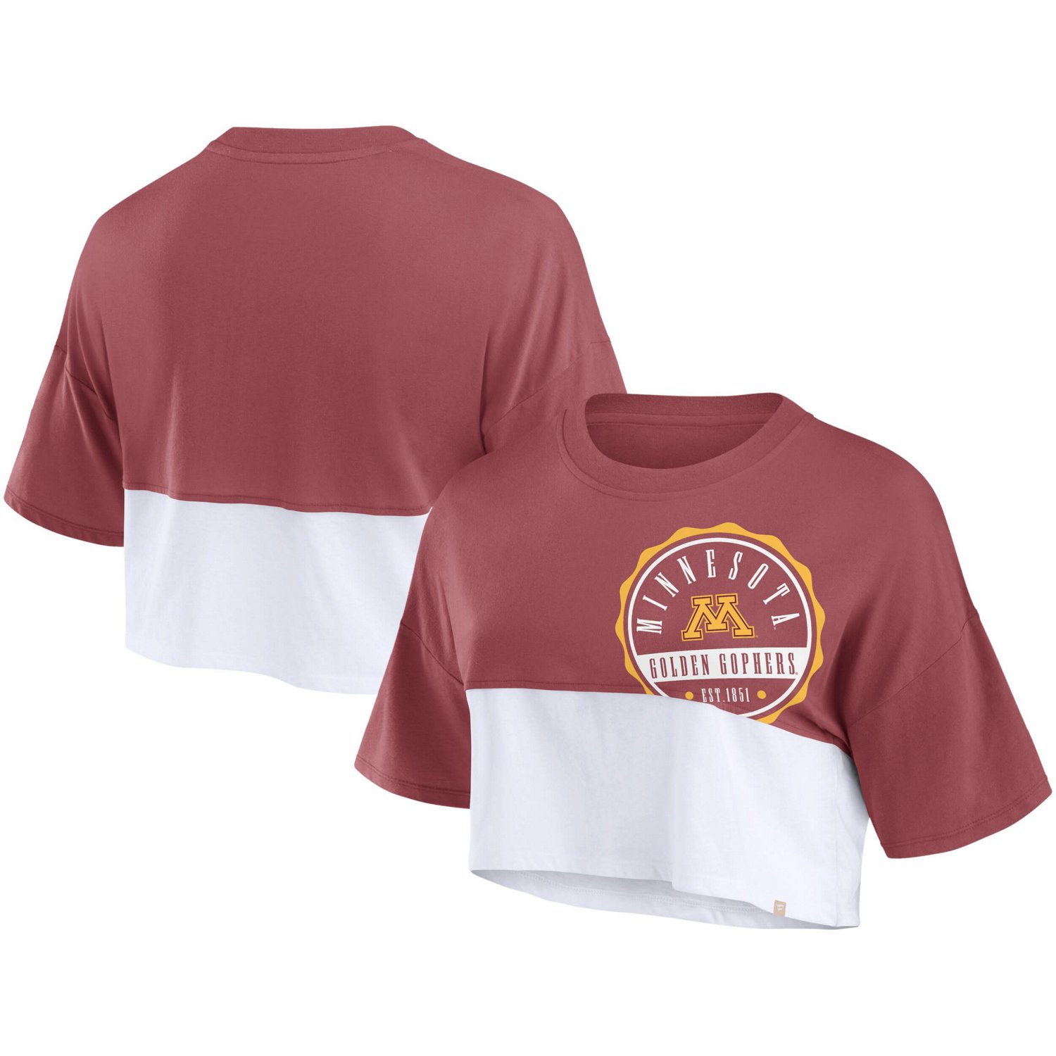 Fanatics Branded / Minnesota Golden Gophers Oversized Badge Colorblock Cropped T-Shirt - view number 1