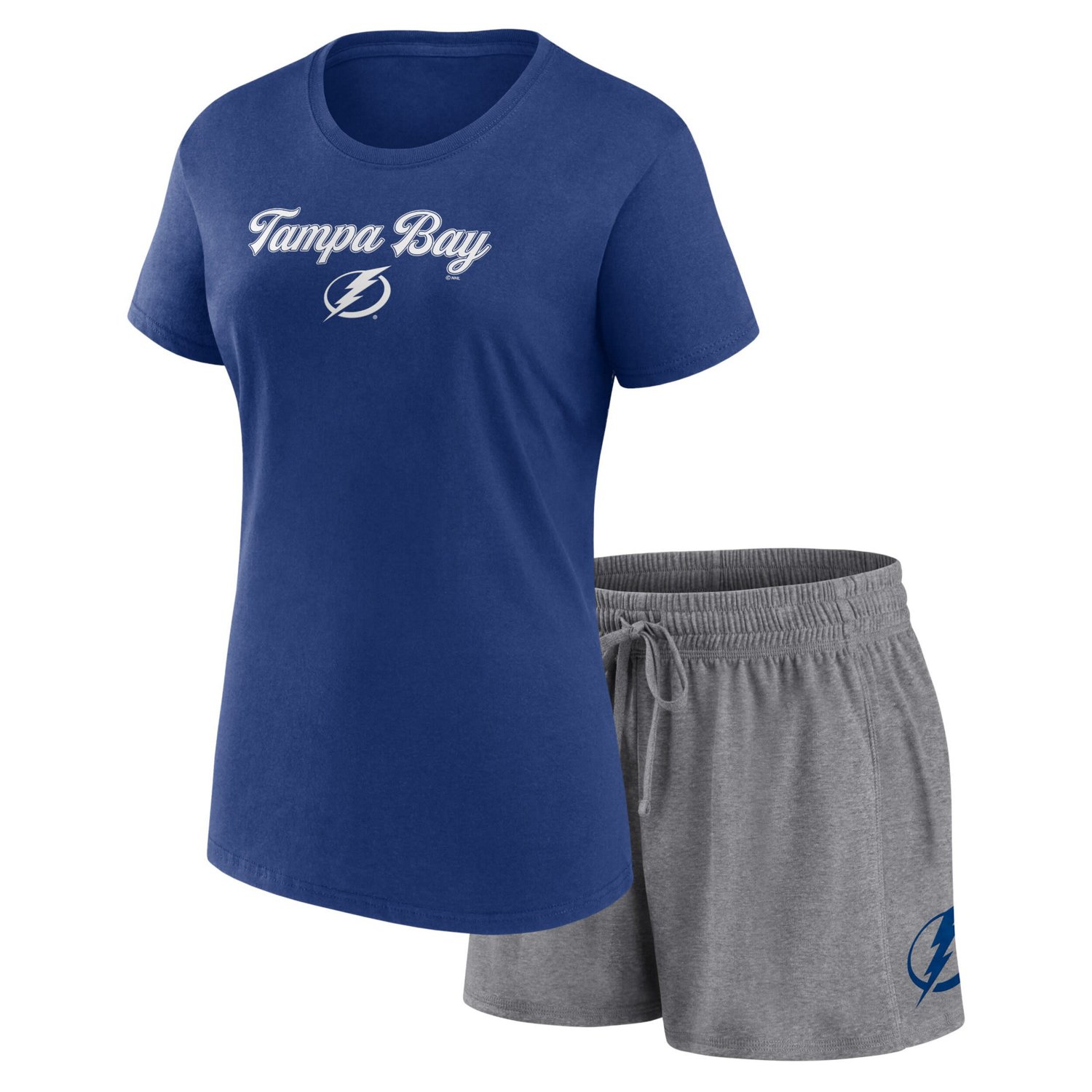 Fanatics Branded /Gray Tampa Bay Lightning Script T-Shirt  Shorts Set