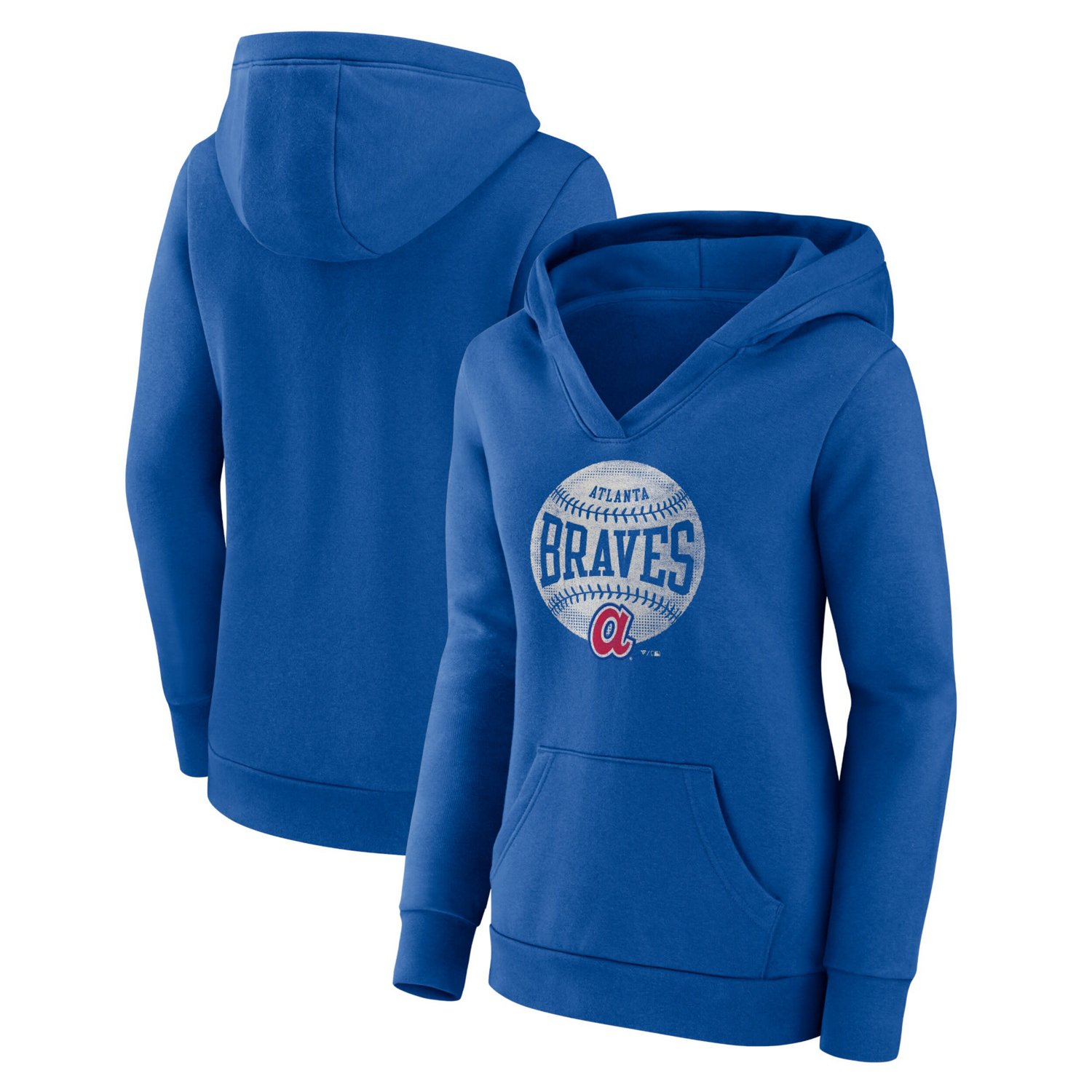Fanatics Branded Atlanta Braves Slider Crossover V-Neck Pullover Hoodie