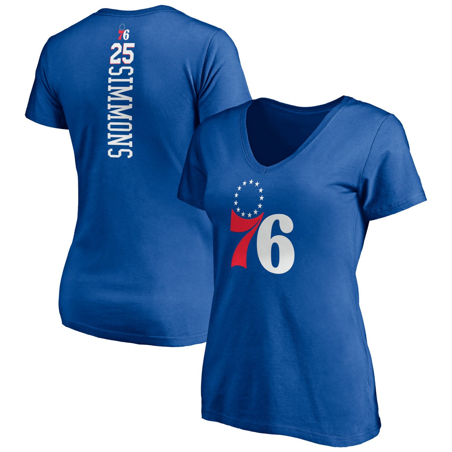 Fanatics Branded Ben Simmons Philadelphia 76ers Playmaker Logo Name  Number V-Neck T-Shirt