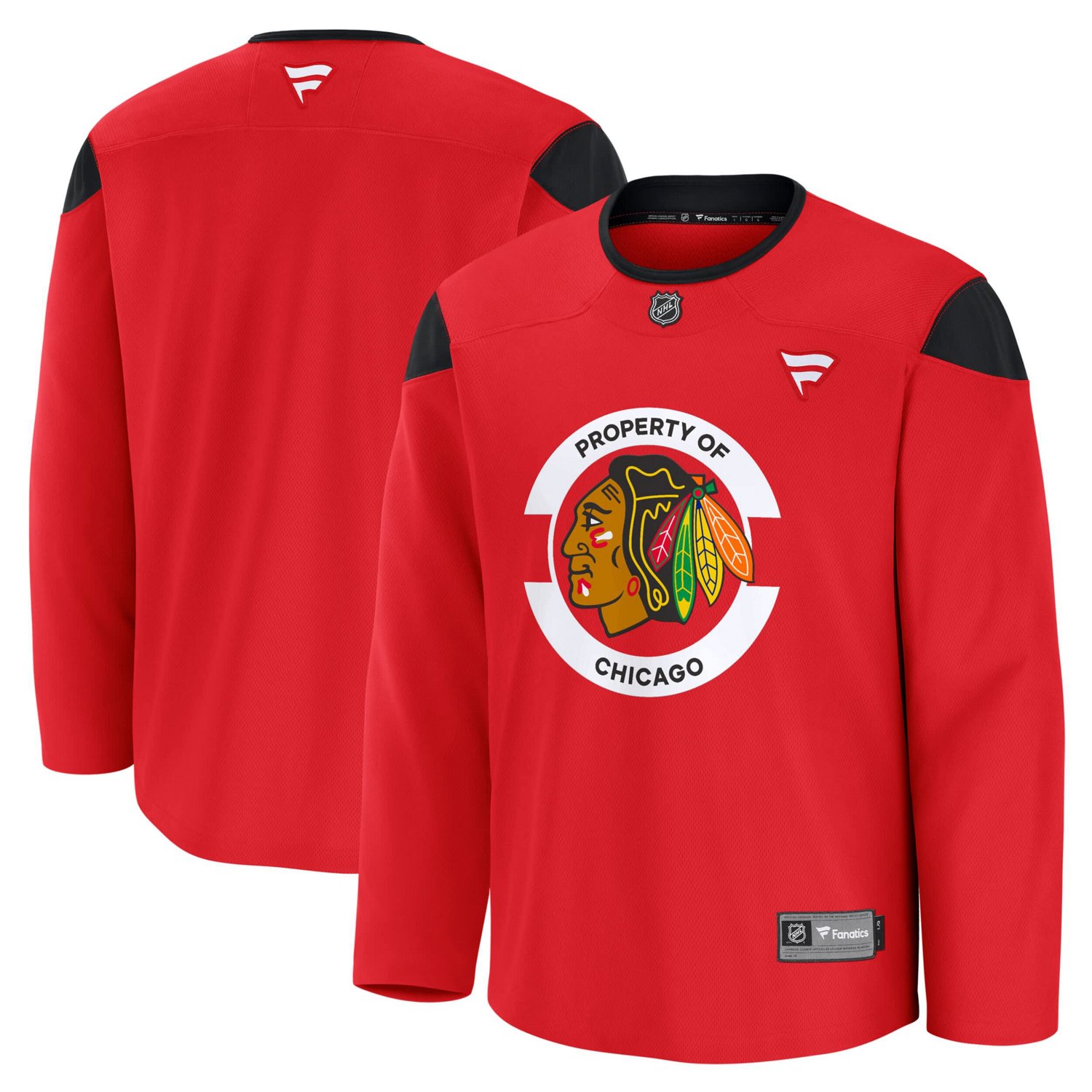 Men s NHL Fanatics Chicago Blackhawks Team Practice Jersey Red Small