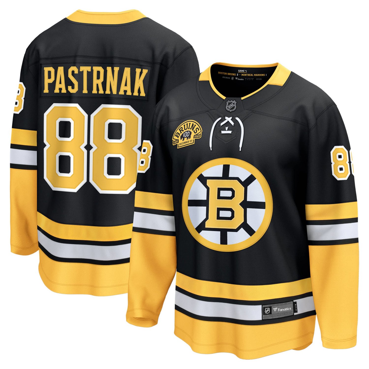 Fanatics David Pastrnak Boston Bruins 100th Anniversary Premier Breakaway Player Jersey