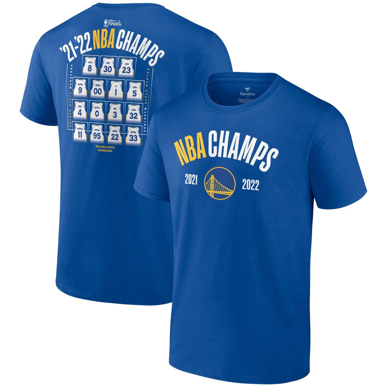Fanatics Golden State Warriors 2022 NBA Finals Champions Final Buzzer Jersey Roster T-Shirt - view number 1