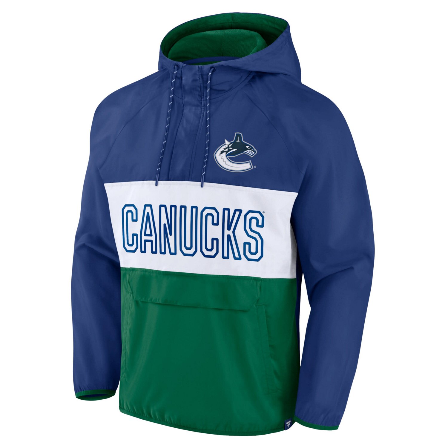 Fanatics Green Vancouver Canucks Backhand Shooter Defender Anorak Raglan Hoodie Quarter-Zip Jacket                               - view number 2