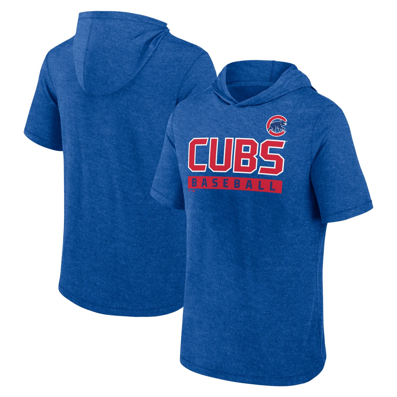 Fanatics Heather Chicago Cubs Push Short Sleeve Pullover Hoodie                                                                  - view number 1