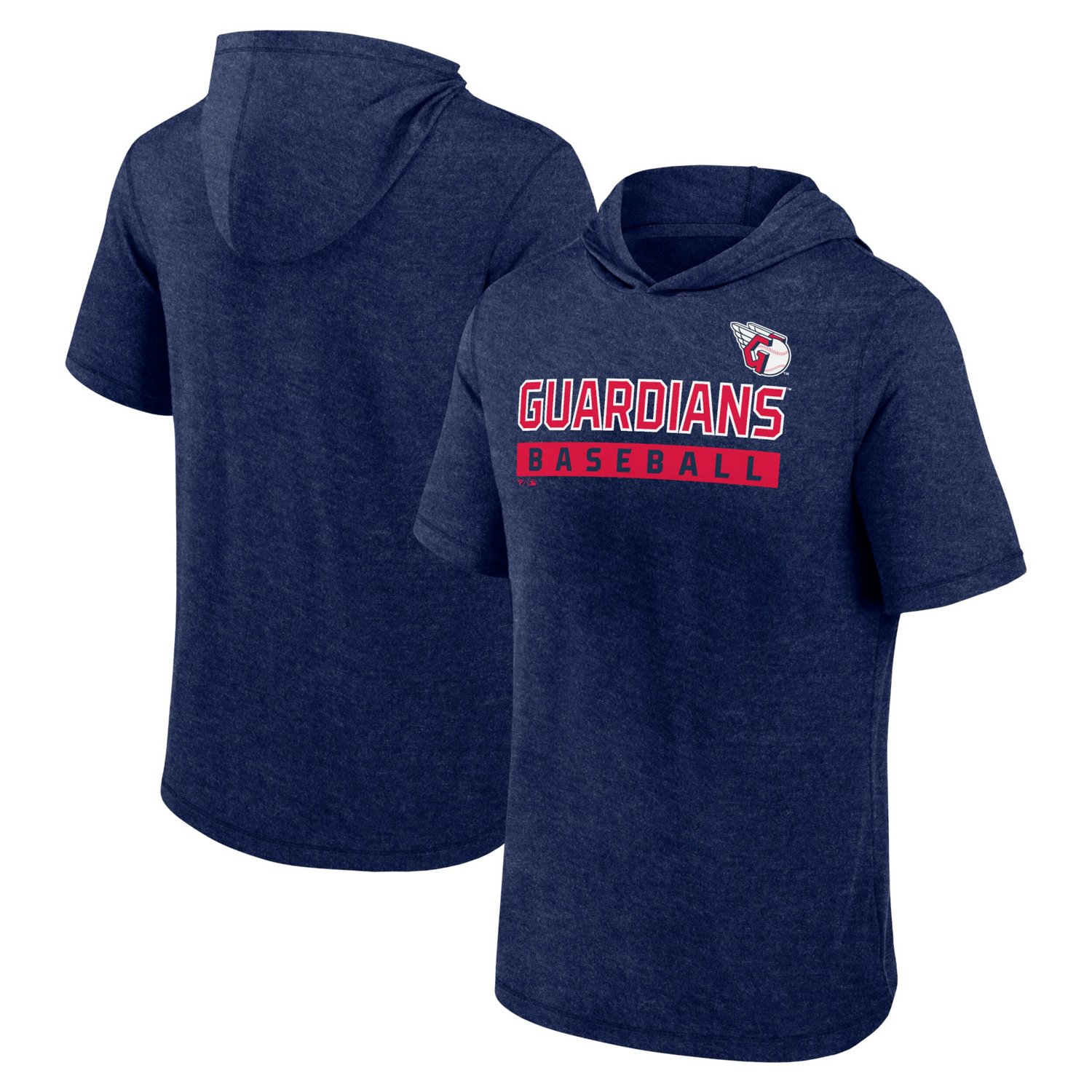 Fanatics Heather Cleveland Guardians Push Short Sleeve Pullover Hoodie                                                           - view number 1