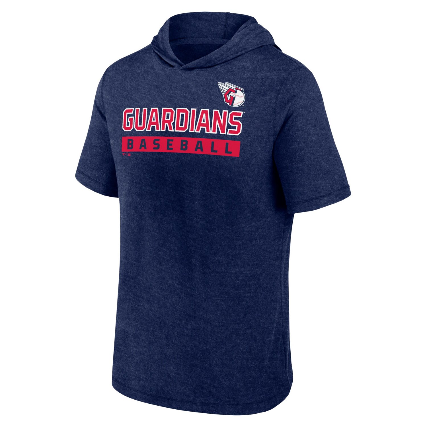 Fanatics Heather Cleveland Guardians Push Short Sleeve Pullover Hoodie                                                           - view number 2