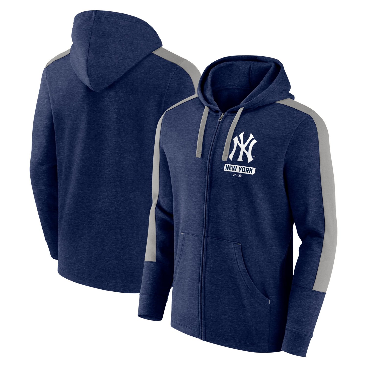 Fanatics Heather New York Yankees Gains Fleece Full-Zip Hoodie