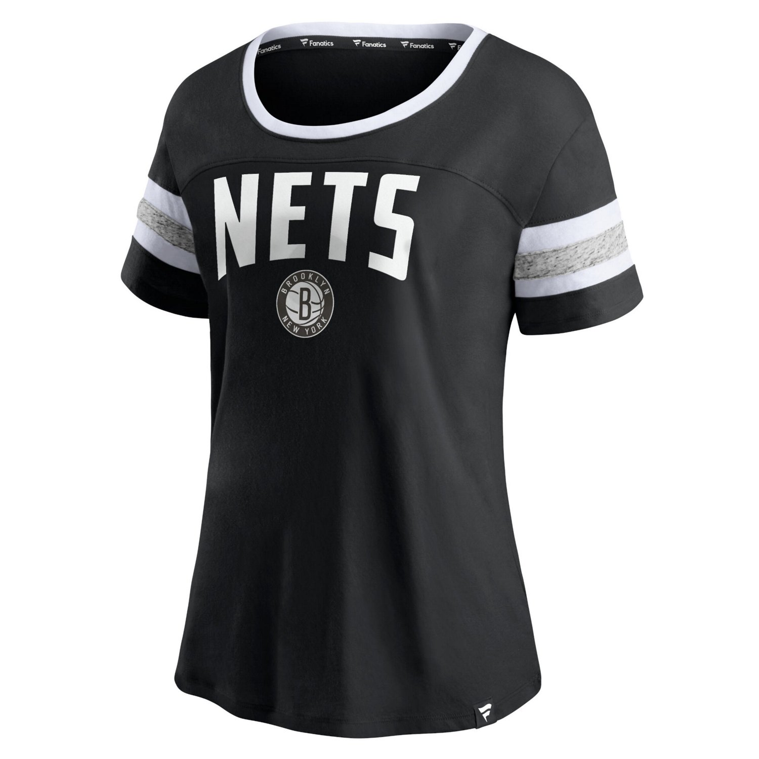Fanatics /Heathered Gray Brooklyn Nets Block Party Striped Sleeve T-Shirt                                                        - view number 2