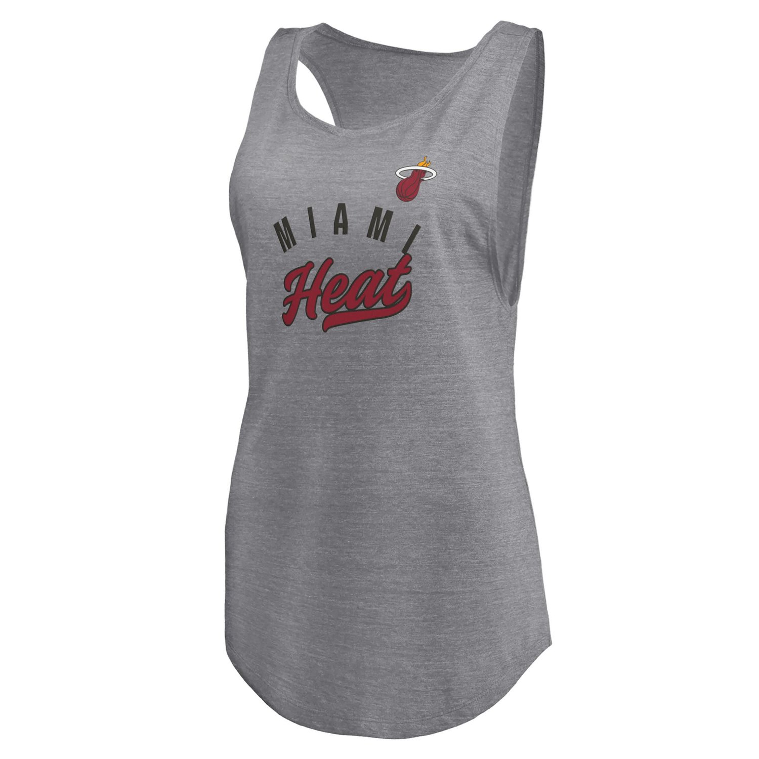 Fanatics Heathered Gray Miami Heat Quality Time Open Scoop Neck Tri-Blend Tank Top - view number 2
