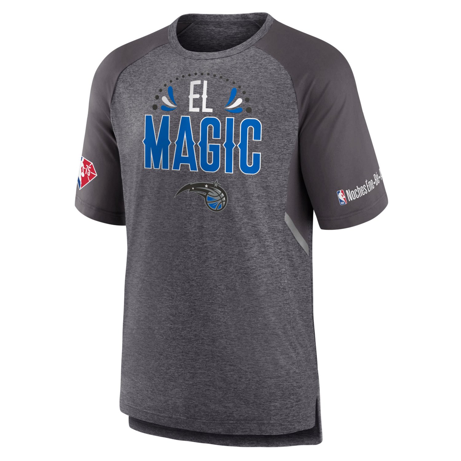Fanatics Heathered Gray Orlando Magic 2022 Noches Ene-Be-A Core Shooting Raglan T-Shirt                                          - view number 2