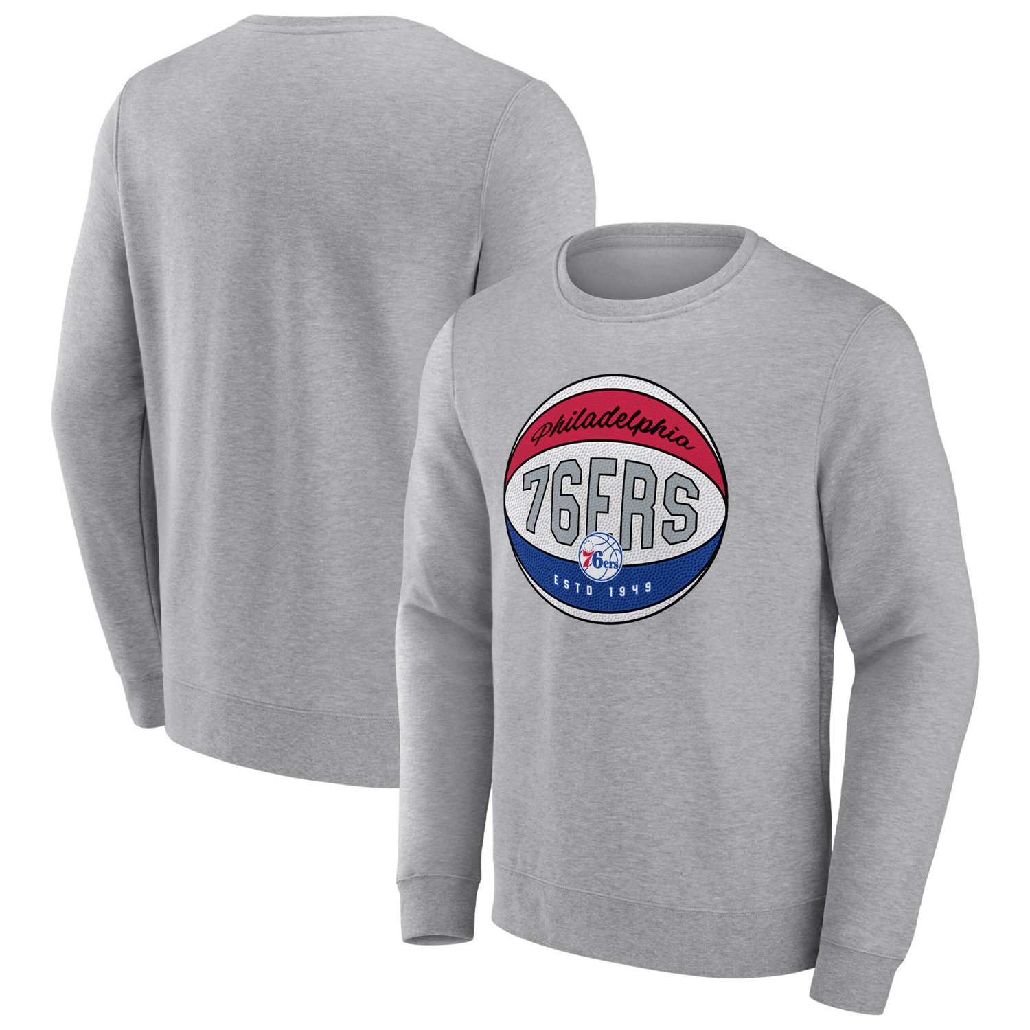 Fanatics Heathered Gray Philadelphia 76ers True Classics Vint Pullover Sweatshirt - view number 1