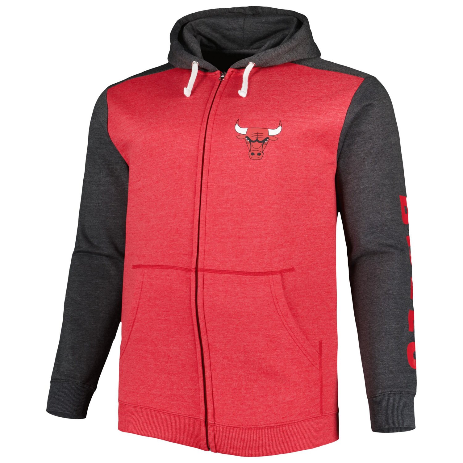 Fanatics Heathered /Heathered Black Chicago Bulls Big  Tall Down and Distance Full-Zip Hoodie