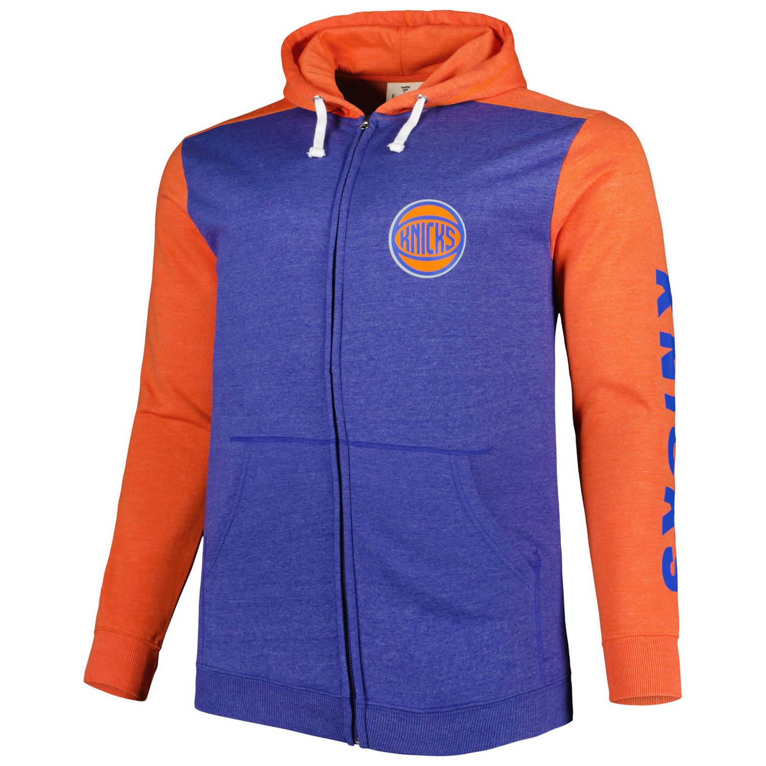 Fanatics Heathered /Heathered Orange New York Knicks Big  Tall Down and Distance Full-Zip Hoodie                                 - view number 2