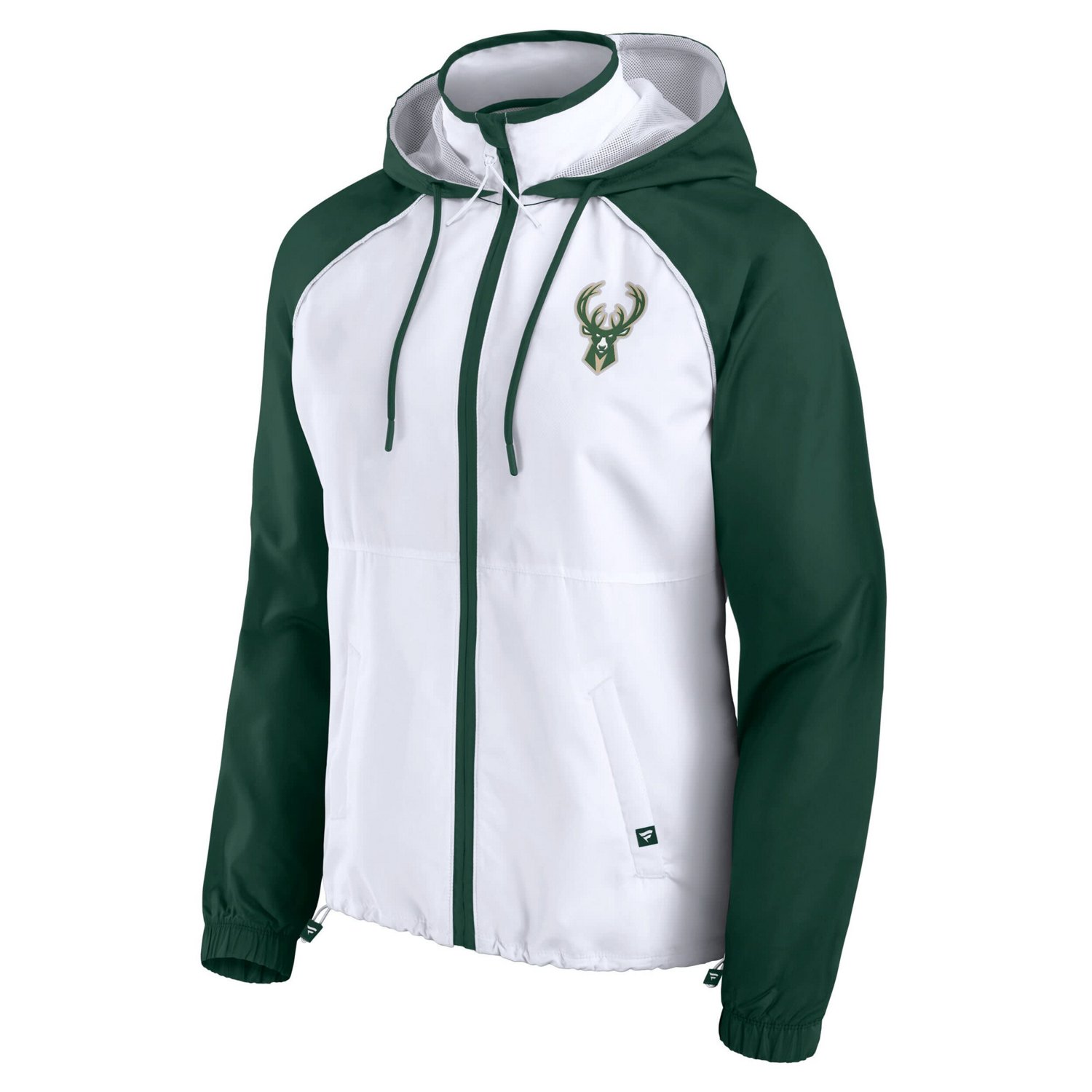 Fanatics Hunter Green Milwaukee Bucks Anorak Raglan Full-Zip Hoodie Jacket