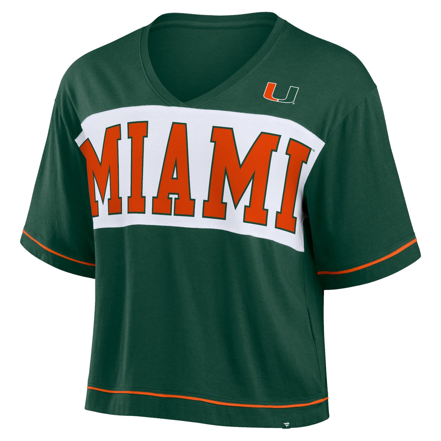Fanatics Miami Hurricanes Home Team Bold Fashion Modest V-Neck Cropped T-Shirt                                                   - view number 2