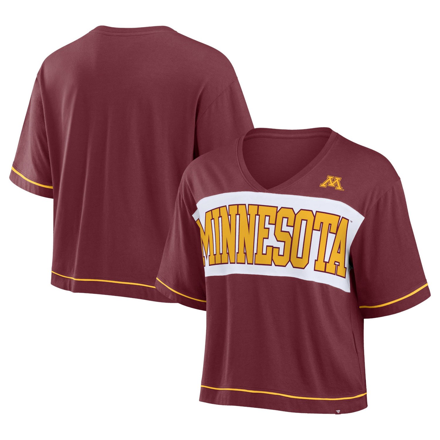 Fanatics Minnesota Golden Gophers Home Team Bold Fashion Modest V-Neck Cropped T-Shirt - view number 1