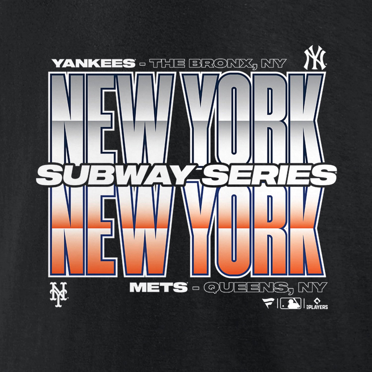 Fanatics New York Yankees vs New York Mets 2025 Subway Series Roster T-Shirt - view number 4
