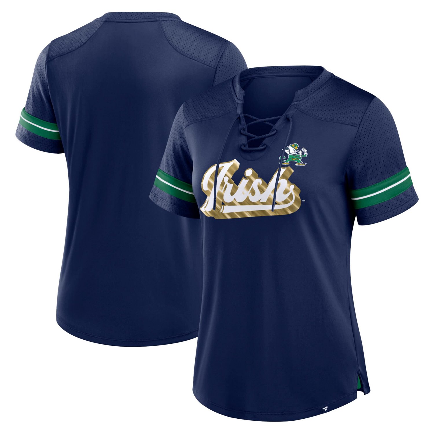 Fanatics Notre Dame Fighting Irish Fundamental Overtime Readiness Athena Lace-Up V-Neck T-Shirt