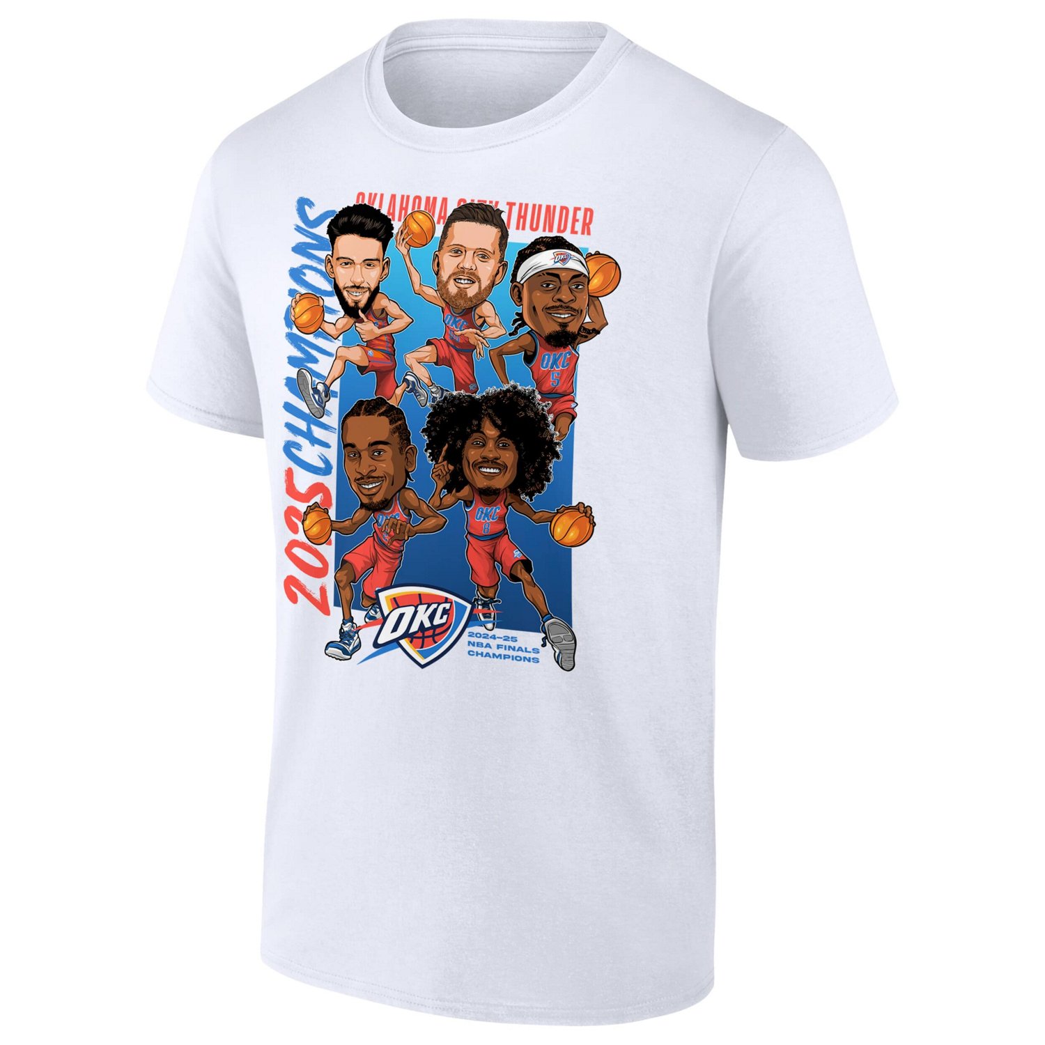 Fanatics Oklahoma City Thunder 2025 NBA Finals Champions Big  Tall Caricature Roster T-Shirt